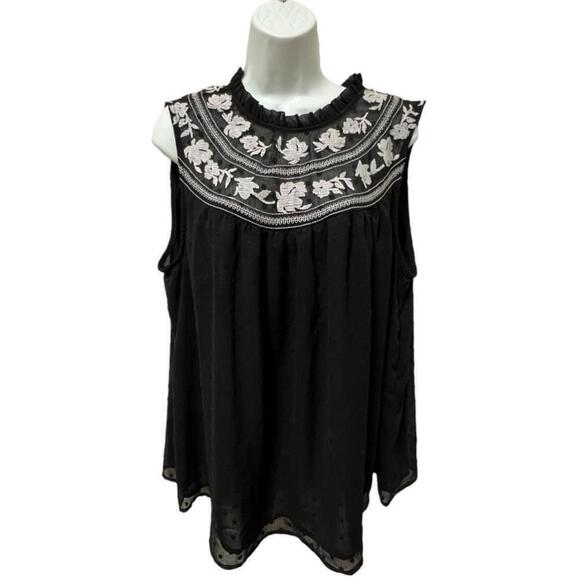 TORRID Clip Dot Embroidered Tank -
Chiffon Black, Size 1X( 14-16) - Picture 1 of 14
